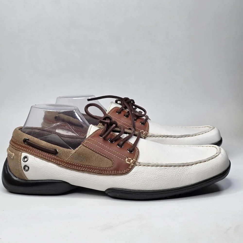 Kenneth Cole Unlisted Duck Quick Shoes Men's Size 15 White Brown Leather Casual
